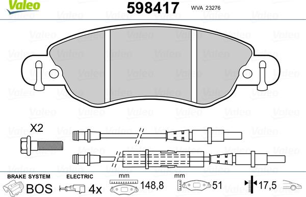 Valeo 598417 - Komplet Pločica, disk-kočnica www.molydon.hr