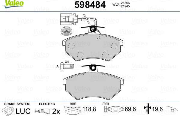 Valeo 598484 - Komplet Pločica, disk-kočnica www.molydon.hr