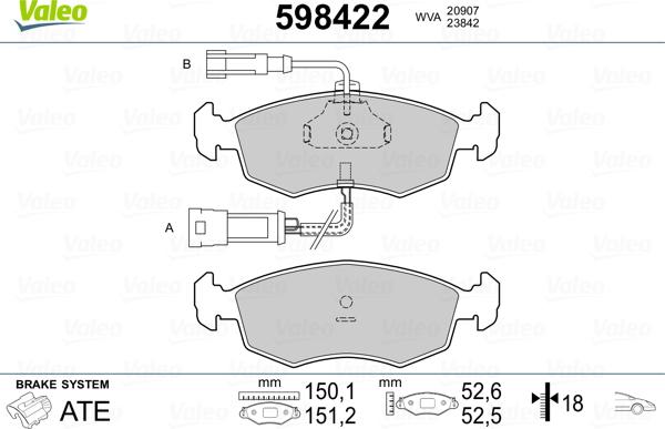 Valeo 598422 - Komplet Pločica, disk-kočnica www.molydon.hr