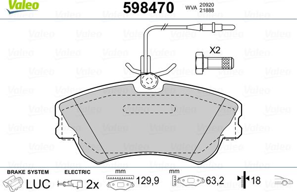 Valeo 598470 - Komplet Pločica, disk-kočnica www.molydon.hr