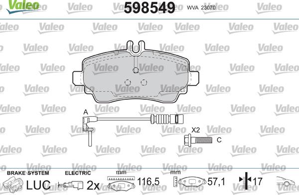 Valeo 598549 - Komplet Pločica, disk-kočnica www.molydon.hr