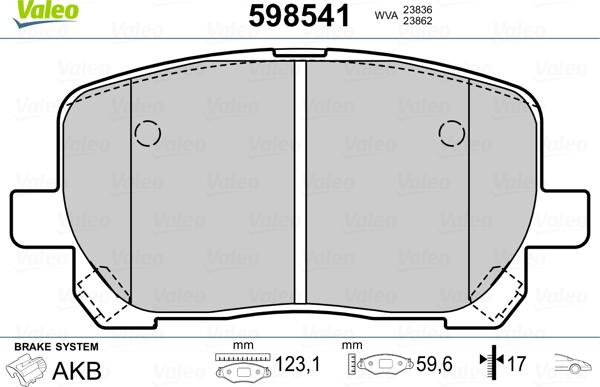 Valeo 598541 - Komplet Pločica, disk-kočnica www.molydon.hr