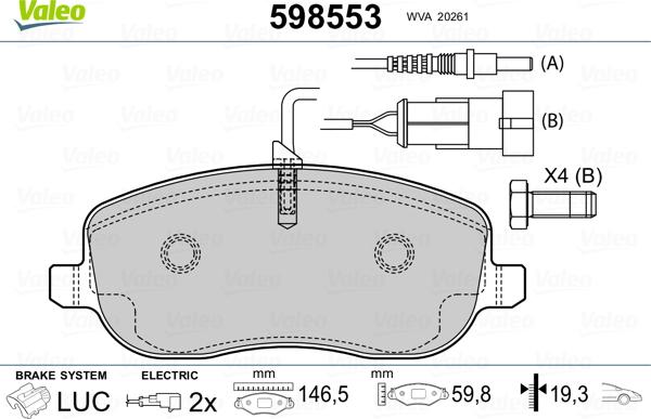 Valeo 598553 - Komplet Pločica, disk-kočnica www.molydon.hr