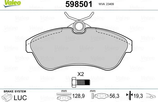 Valeo 598501 - Komplet Pločica, disk-kočnica www.molydon.hr