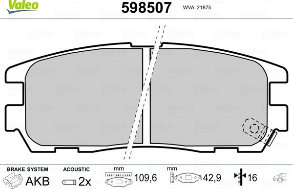 Valeo 598507 - Komplet Pločica, disk-kočnica www.molydon.hr