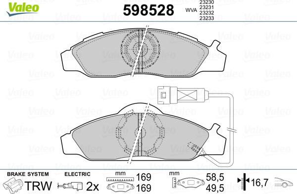 Valeo 598528 - Komplet Pločica, disk-kočnica www.molydon.hr