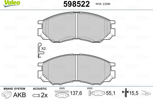 Valeo 598522 - Komplet Pločica, disk-kočnica www.molydon.hr