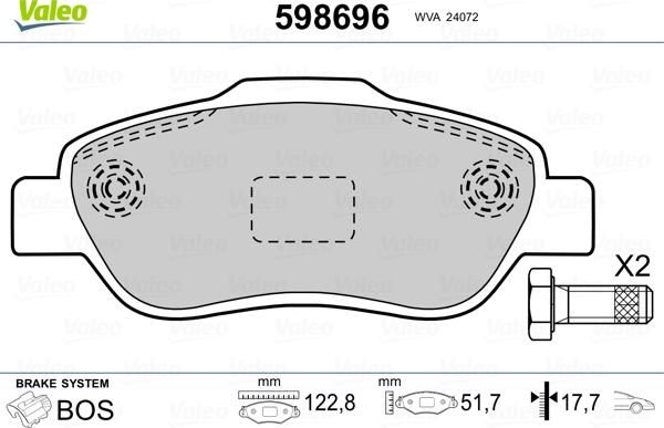 Valeo 598696 - Komplet Pločica, disk-kočnica www.molydon.hr