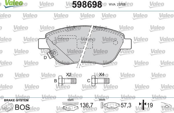 Valeo 598698 - Komplet Pločica, disk-kočnica www.molydon.hr