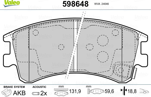 Valeo 598648 - Komplet Pločica, disk-kočnica www.molydon.hr