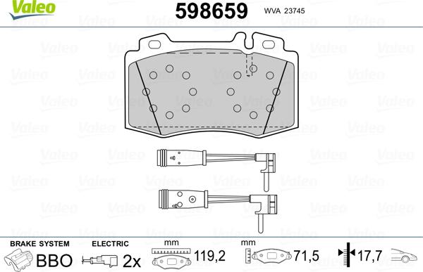 Valeo 598659 - Komplet Pločica, disk-kočnica www.molydon.hr