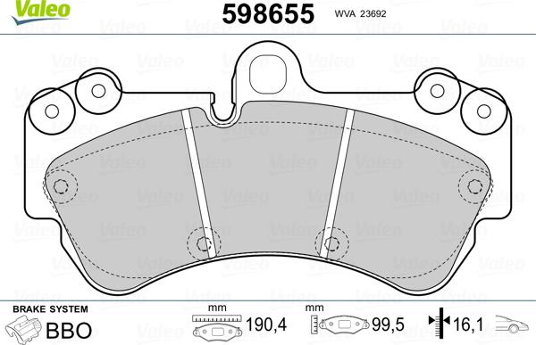 Valeo 598655 - Komplet Pločica, disk-kočnica www.molydon.hr