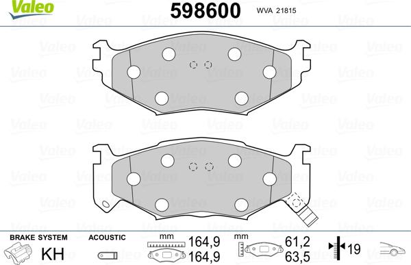 Valeo 598600 - Komplet Pločica, disk-kočnica www.molydon.hr