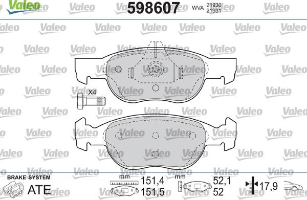 Valeo 598607 - Komplet Pločica, disk-kočnica www.molydon.hr