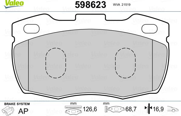 Valeo 598623 - Komplet Pločica, disk-kočnica www.molydon.hr