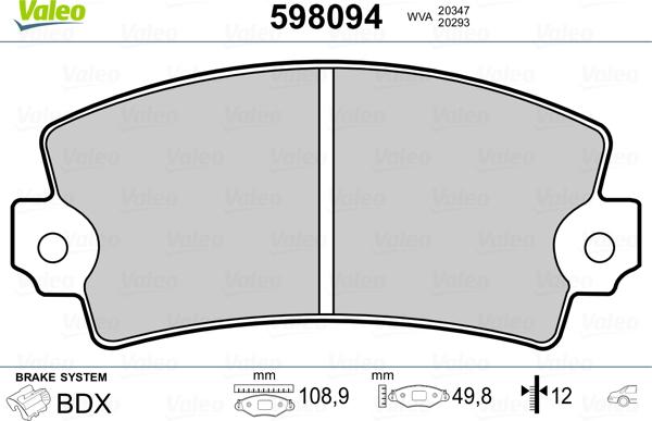 Valeo 598094 - Komplet Pločica, disk-kočnica www.molydon.hr