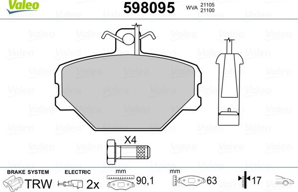 Valeo 598095 - Komplet Pločica, disk-kočnica www.molydon.hr