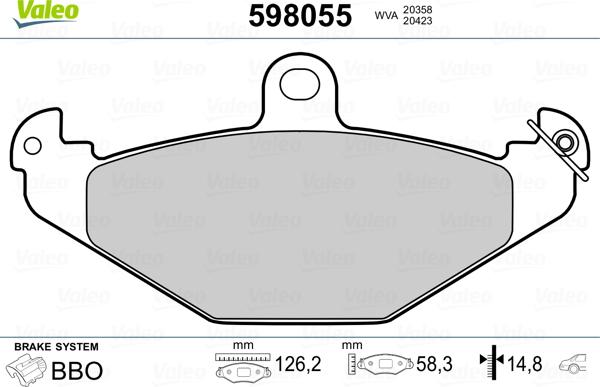 Valeo 598055 - Komplet Pločica, disk-kočnica www.molydon.hr