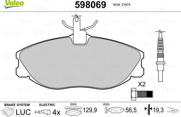 Valeo 598069 - Komplet Pločica, disk-kočnica www.molydon.hr