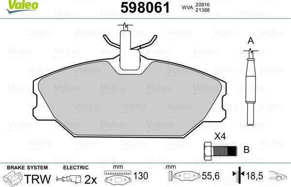 Valeo 598061 - Komplet Pločica, disk-kočnica www.molydon.hr