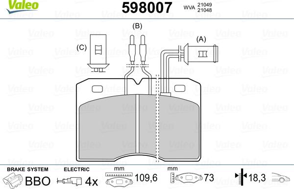 Valeo 598007 - Komplet Pločica, disk-kočnica www.molydon.hr