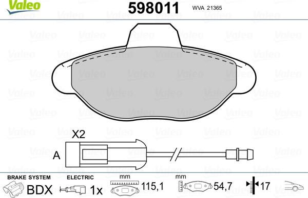 Valeo 598011 - Komplet Pločica, disk-kočnica www.molydon.hr