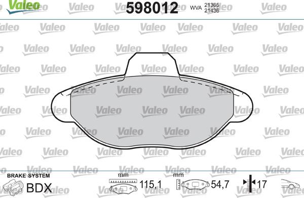Valeo 598012 - Komplet Pločica, disk-kočnica www.molydon.hr