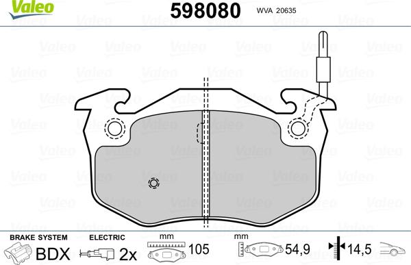 Valeo 598080 - Komplet Pločica, disk-kočnica www.molydon.hr