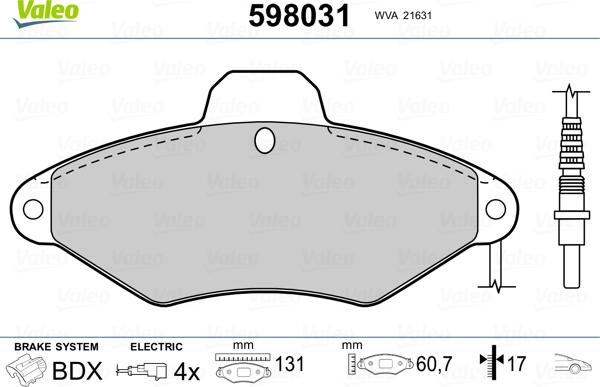 Valeo 598031 - Komplet Pločica, disk-kočnica www.molydon.hr