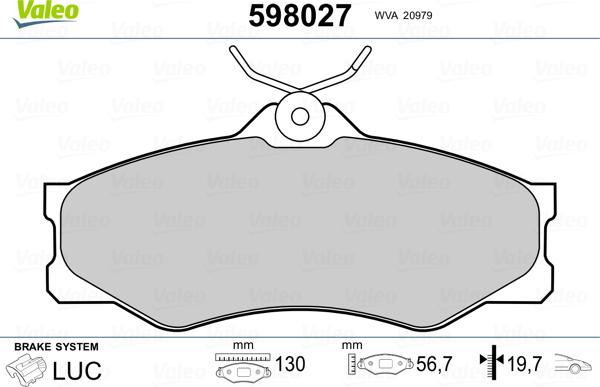 Valeo 598027 - Komplet Pločica, disk-kočnica www.molydon.hr