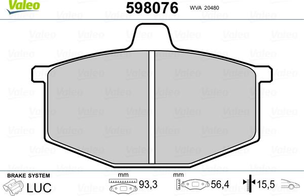 Valeo 598076 - Komplet Pločica, disk-kočnica www.molydon.hr