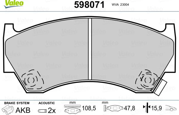 Valeo 598071 - Komplet Pločica, disk-kočnica www.molydon.hr