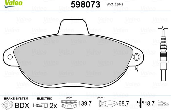 Valeo 598073 - Komplet Pločica, disk-kočnica www.molydon.hr