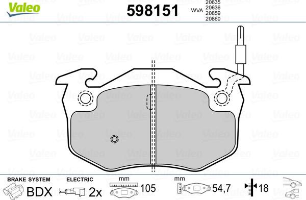 Valeo 598151 - Komplet Pločica, disk-kočnica www.molydon.hr