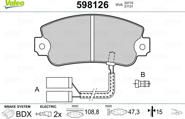 Valeo 598126 - Komplet Pločica, disk-kočnica www.molydon.hr