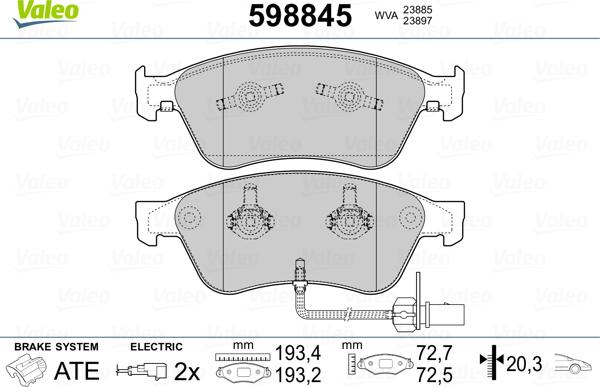 Valeo 598845 - Komplet Pločica, disk-kočnica www.molydon.hr