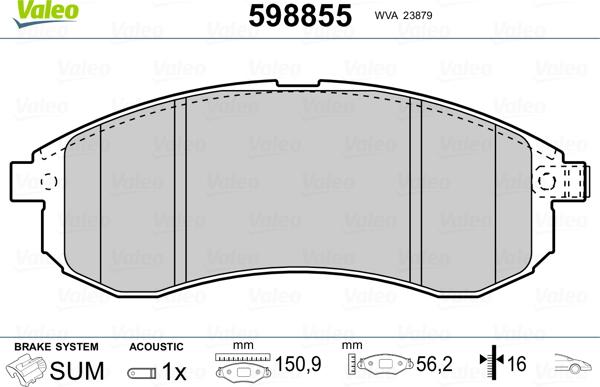 Valeo 598855 - Komplet Pločica, disk-kočnica www.molydon.hr