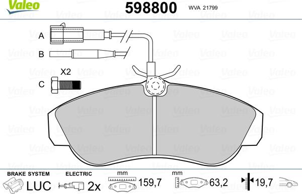 Valeo 598800 - Komplet Pločica, disk-kočnica www.molydon.hr