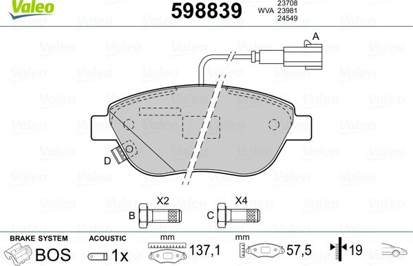 Valeo 598839 - Komplet Pločica, disk-kočnica www.molydon.hr