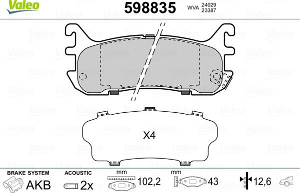 Valeo 598835 - Komplet Pločica, disk-kočnica www.molydon.hr