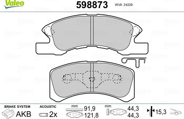 Valeo 598873 - Komplet Pločica, disk-kočnica www.molydon.hr