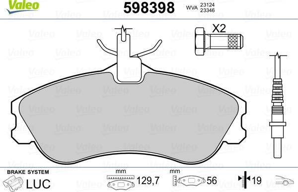 Valeo 598398 - Komplet Pločica, disk-kočnica www.molydon.hr