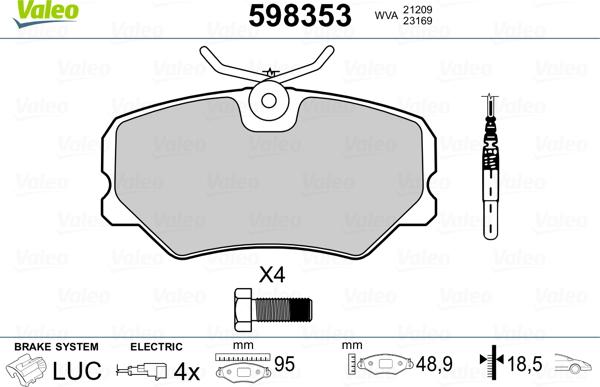 Valeo 598353 - Komplet Pločica, disk-kočnica www.molydon.hr