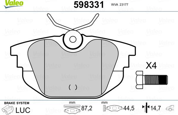 Valeo 598331 - Komplet Pločica, disk-kočnica www.molydon.hr