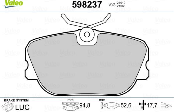 Valeo 598237 - Komplet Pločica, disk-kočnica www.molydon.hr