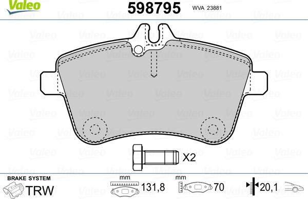 Valeo 598795 - Komplet Pločica, disk-kočnica www.molydon.hr