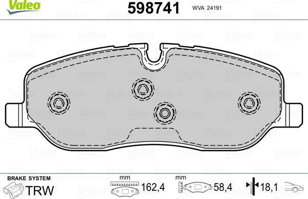 Valeo 598741 - Komplet Pločica, disk-kočnica www.molydon.hr