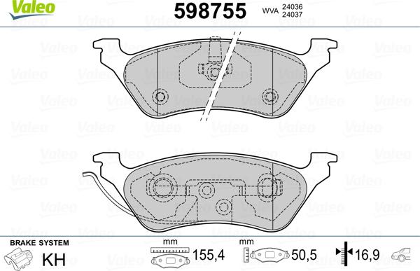 Valeo 598755 - Komplet Pločica, disk-kočnica www.molydon.hr