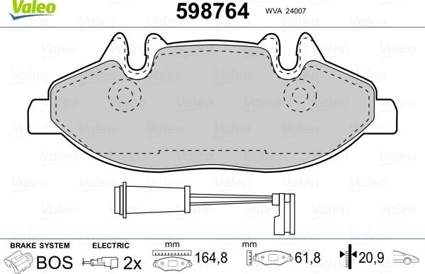 Valeo 598764 - Komplet Pločica, disk-kočnica www.molydon.hr