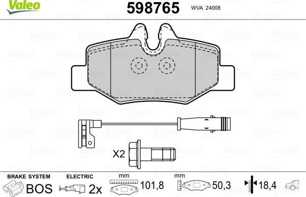 Valeo 598765 - Komplet Pločica, disk-kočnica www.molydon.hr